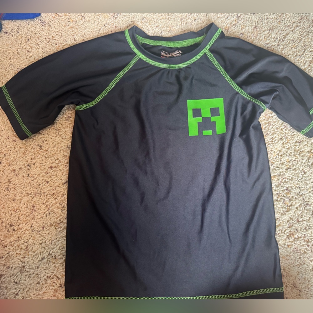 Minecraft Kids Swim Rashguard - Black and Green